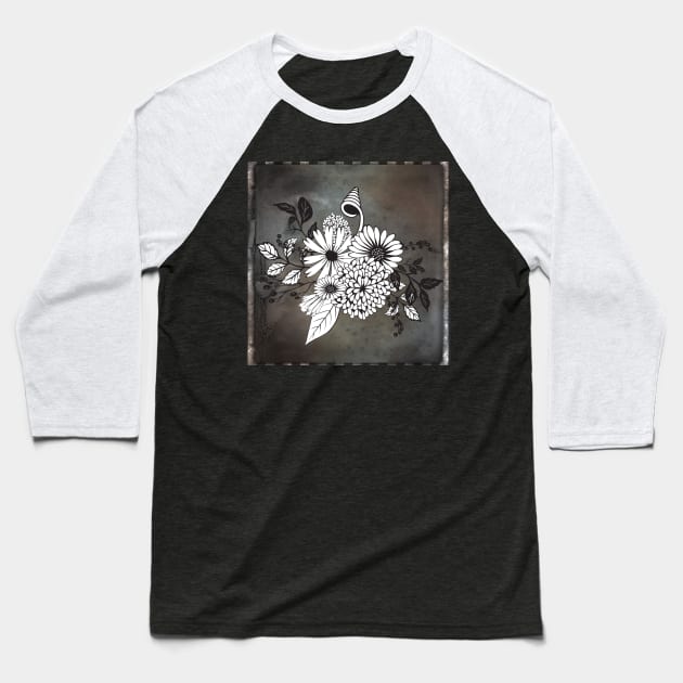 Wonderful flowers in black and white Baseball T-Shirt by Nicky2342